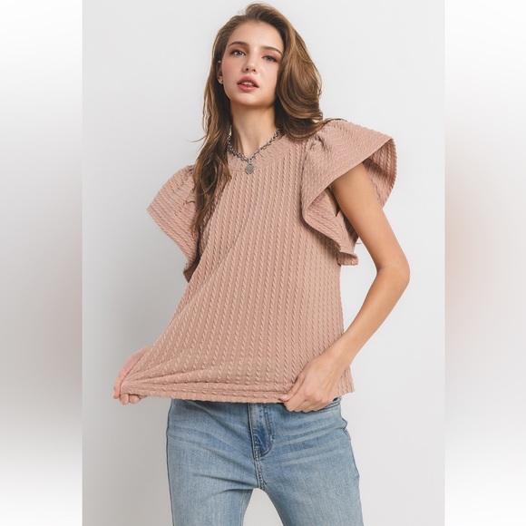 Fabulous Flutter Sleeve Textured Knit Top - Picture 4 of 8